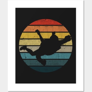 BASE jumping Silhouette On A Distressed Retro Sunset graphic Posters and Art